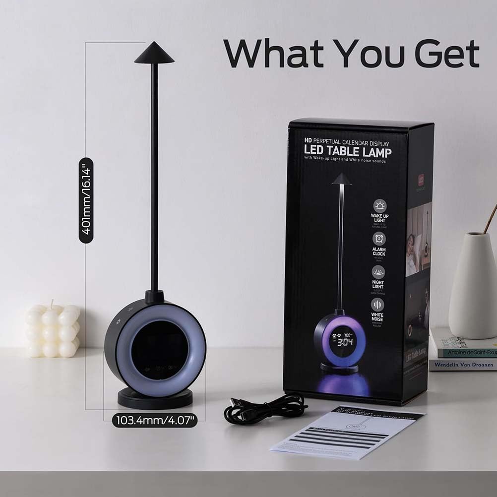 AoLa LED Nachttischlampe mit Touch Dimmbar Tischlampe lnnen mit Uhr/Schlummerfunktion/Wecker Nachtlicht Verstellbar 3 RGB Modi Deko Lampe, 7 White Noise Kinder Nachtlampe Baby Stilllicht