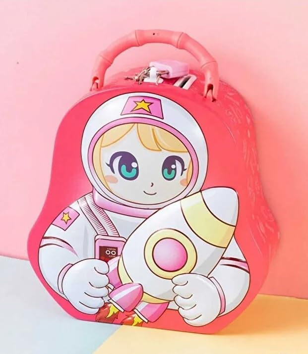 Image of Money Saving Bank with Coin Slot / /Creative Cartoon Design Money Bank / /Plastic Piggy Bank for Boys & Girls (Pack of 1) (Space - Pink)