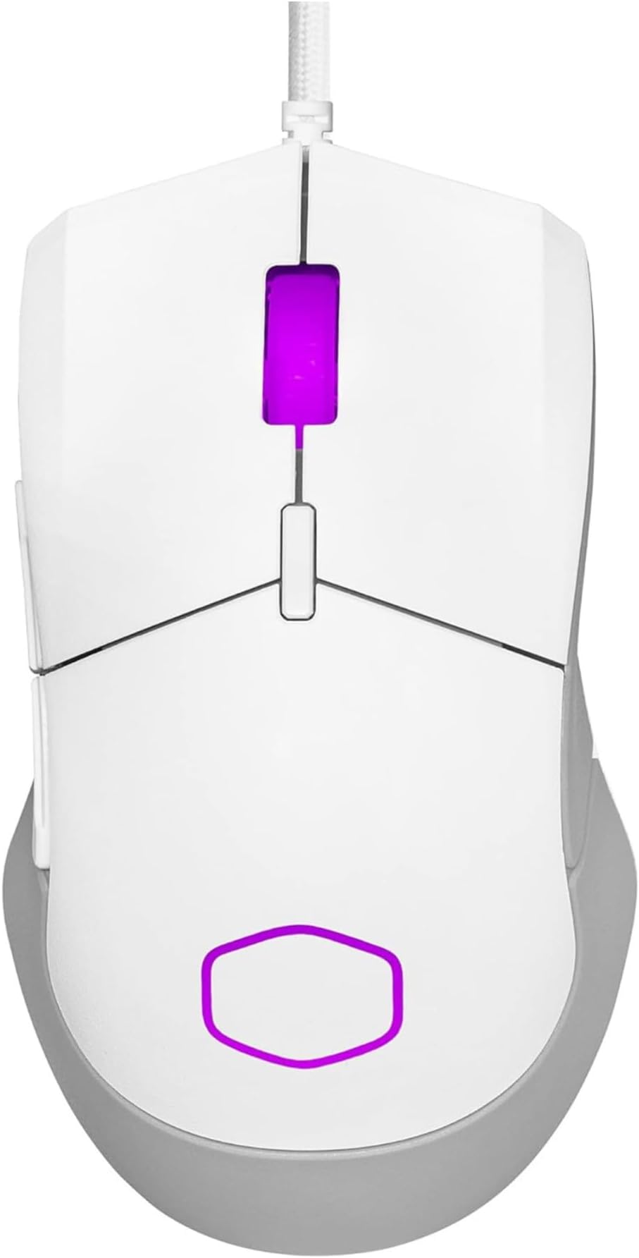 Cooler Master MM310 White Adjustable Wire Gaming Mouse, 12,000 DPI Palm | Nail Grip, PixArt, Optical Sensor, Ultra Weave Cable, PTFE Feet, RGB Lighting (MM-310-WWOL1)