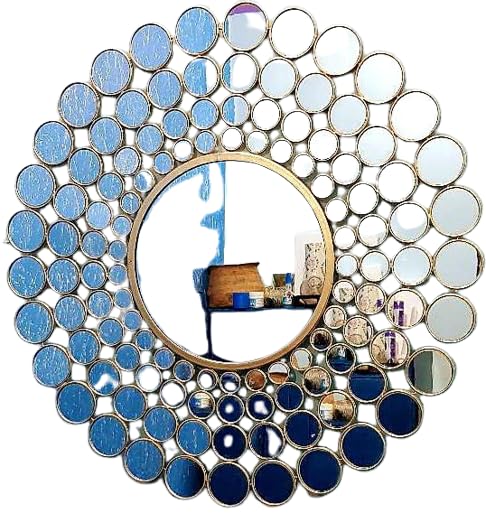 AMATIVE IMPEX Round Decorative Wall Mirror, Large Modern Silver Mirrors for Wall Decor, 36 inch Circle Metal Framed Vanity Mirror for Living Room Bedroom, Entryway, Foyer, Hallway.