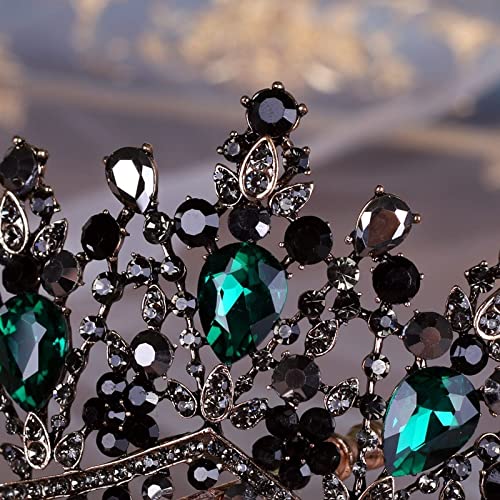 Couronne Princesse Diadème En Strass Cristal Noir - 13 Cm, Alliage, Pour Mariage, Fête, Déguisement