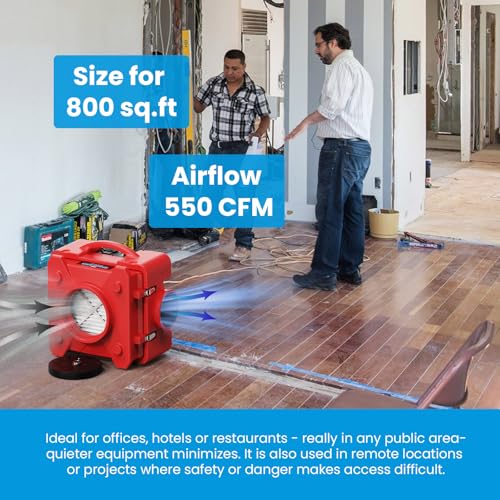 Image of CADPXS Shield-550 Air Scrubber 550 CFM for Water Damage Restoration, Red