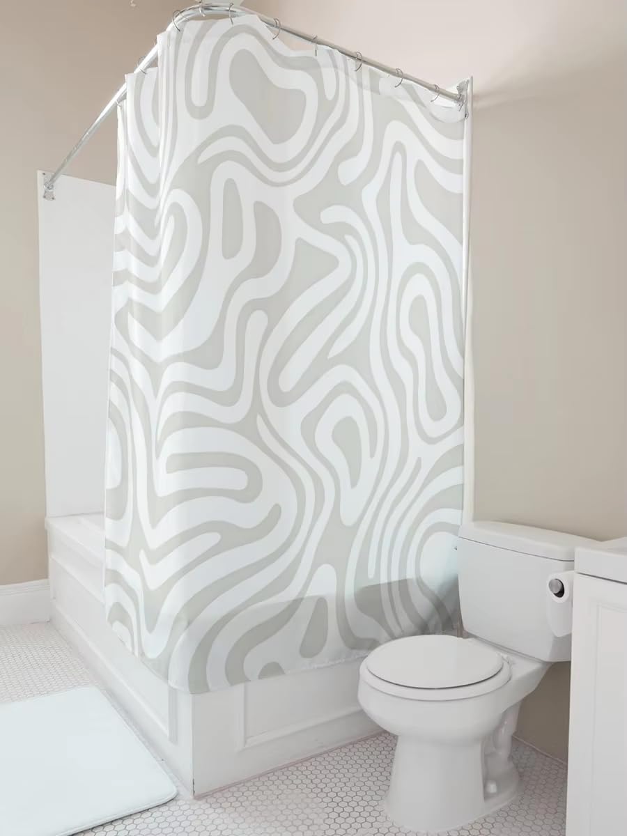 Cortina de ducha impermeable blanca para decoración de baño, 175 x 190 cm, tela elegante, accesorio para el hogar, perfecto para baños modernos