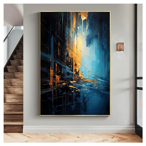 Peinture murale luxueuse aux lignes de feuille d'or art