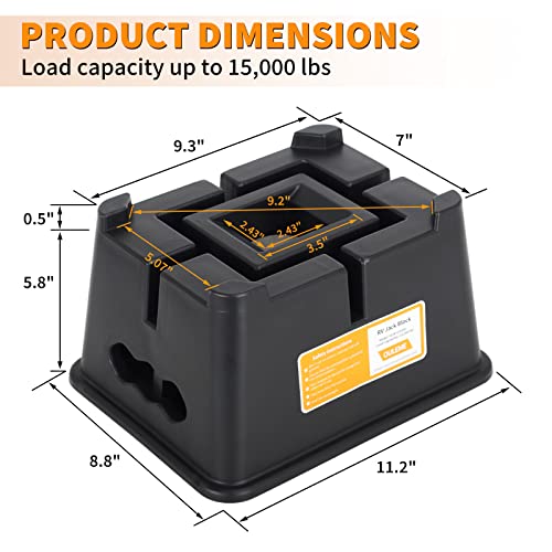 Ouleme Heavy Duty Trailer Jack Block, For Rv Camper Travel Trailer 5Th Wheel, Fits Tongue Stand Jack Post/Wheels, Round And Square Stabilizer Foot Plate, Supports Up To 15,000 Lbs #TOP1
