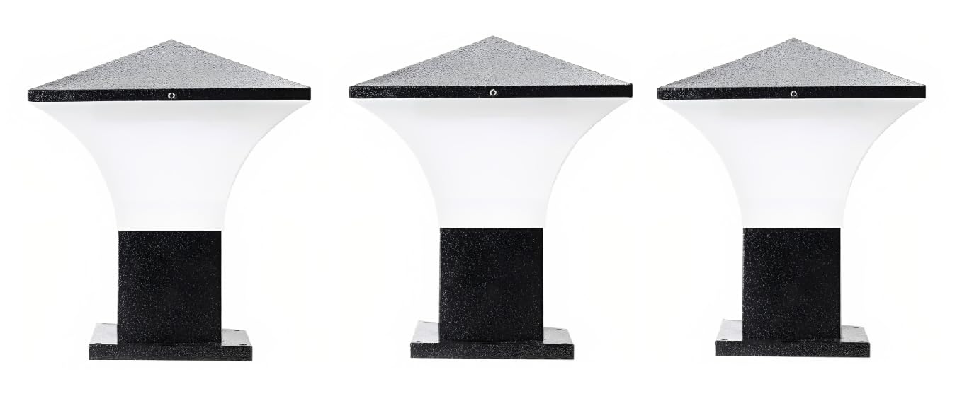 Areezo LYMON Outdoor Gate Pillar Light with Warm White LED, Black Finish (Bulb NOT Included) (Pack of 3)-image-25