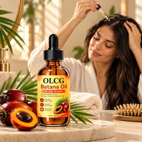 Image of OLCG Batana Oil for Hair & Scalp Care, Batana Hair Oil for Nourishment, Shine & Strength, Lightweight Hair Care Oil with Easy Dropper Application, Daily Hair Care Routine, 60ml PACK OF 1