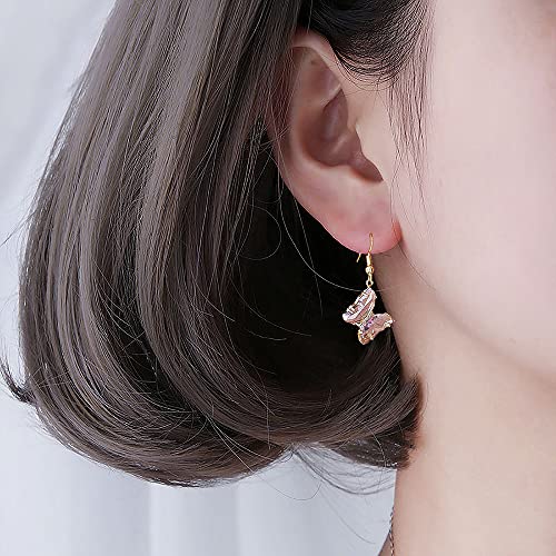 CZ Butterfly Glass Drop Dangle Earrings for Women Teen Girls 925 Sterling Silver Post Pin Cubic Zirconia Gold-Toned Cute Charms Dangling Stud Earring Dainty Christmas Halloween Theme Party Jewelry2