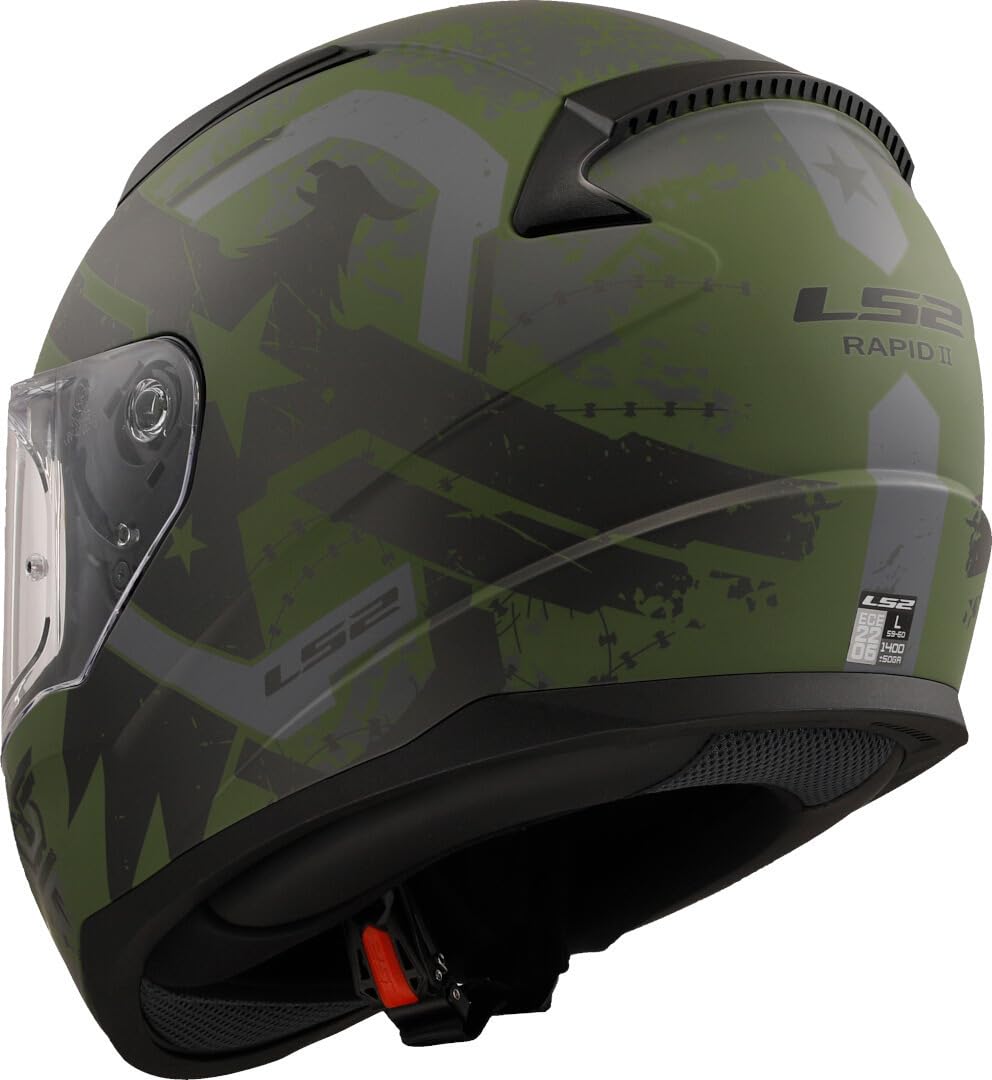 LS2, Casco Moto Integral RAPID II THUNDERBIRDS Military Green, M