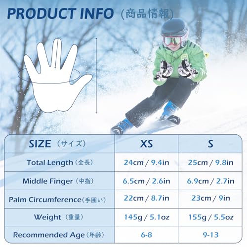 Image of TRIWONDER Kids Winter Ski Gloves, Touchscreen Snow Gloves, Boys Girls 6-8