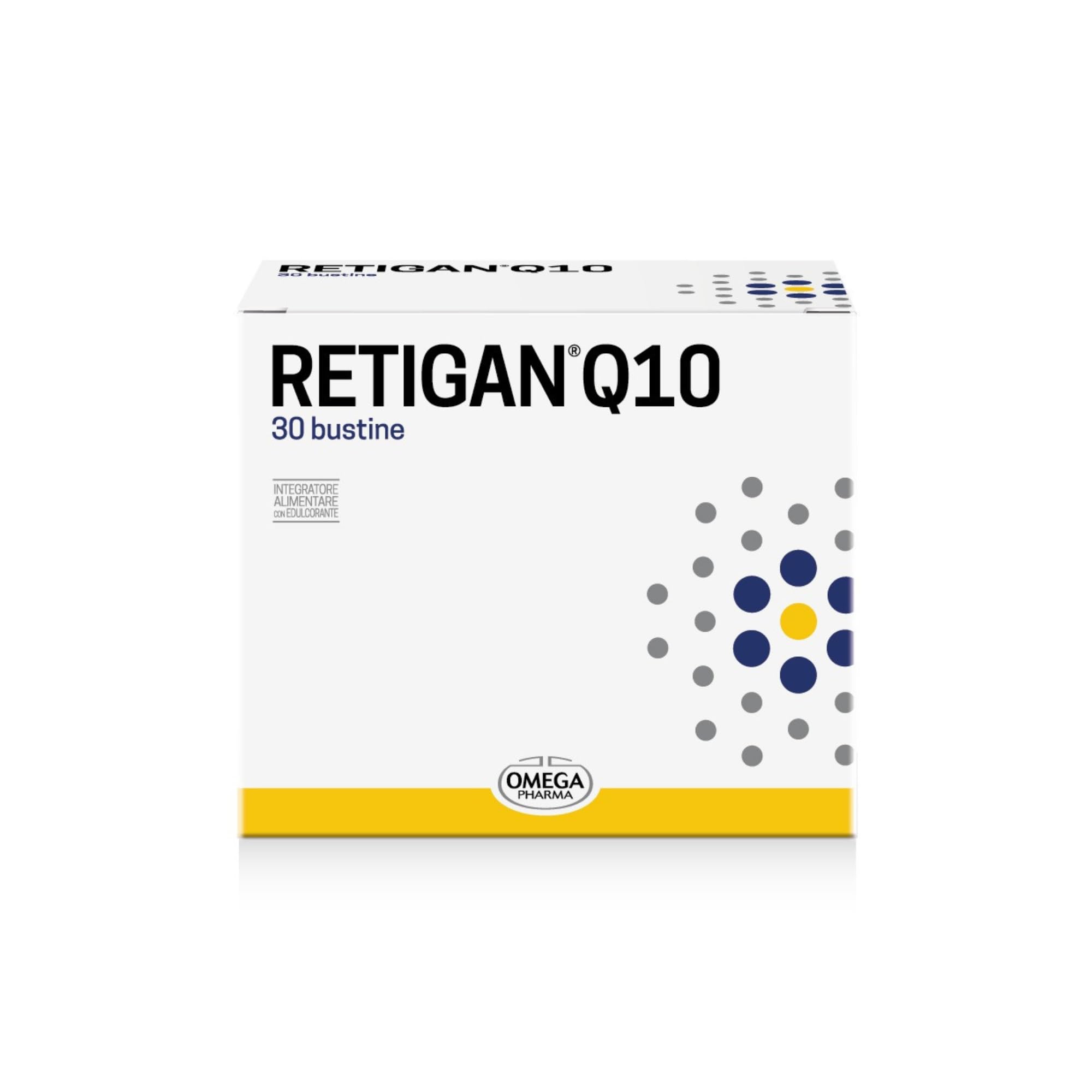 Omega Pharma - Retigan Q10 - Contribusce al Normale Funzionamento del Sistema Nervoso - 30 Bustine