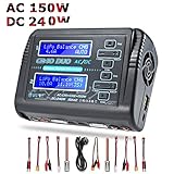 【AC / DC-Modell mit zwei Eingängen】 Twin-Channel 2 in 1-Ladegerät, laden Sie zwei verschiedene Arten von Batterien gleichzeitig auf. Hochleistungs- und Hochleistungsschaltung. Verteilbare Schaltungsleistung im Wechselstrommodell: CH1 + CH2 = 150W. Beim DC-Modell kann jeder Port-Schaltkreis 120 W erreichen. Vollkunststoffschale, sicher, kompakt, schön. Der eingebaute Lüfter verfügt über einen Netzschalter.