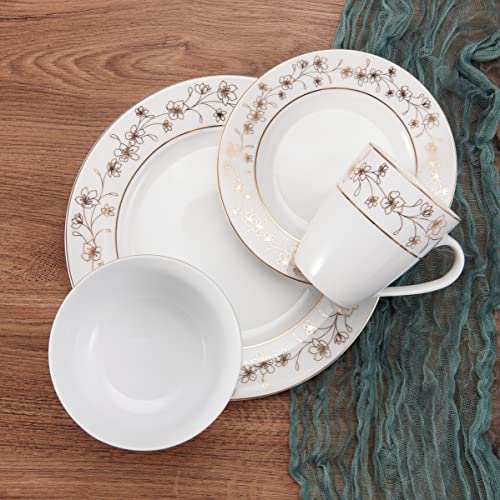 Mikasa BB-OMDS-YUIU-SIAM1160 Floral Metallic Gold 32 Piece Dinnerware Set thumb #4