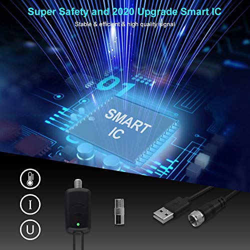 TV Antenna Indoor, Amplified HD Digital TV Antenna Long 120-150 Miles Range, Support 4K 1080P Fire TV Stick and All Old TV for Local Channels, Smart Amplifier Signal Booster and 13 Ft Coax Cable