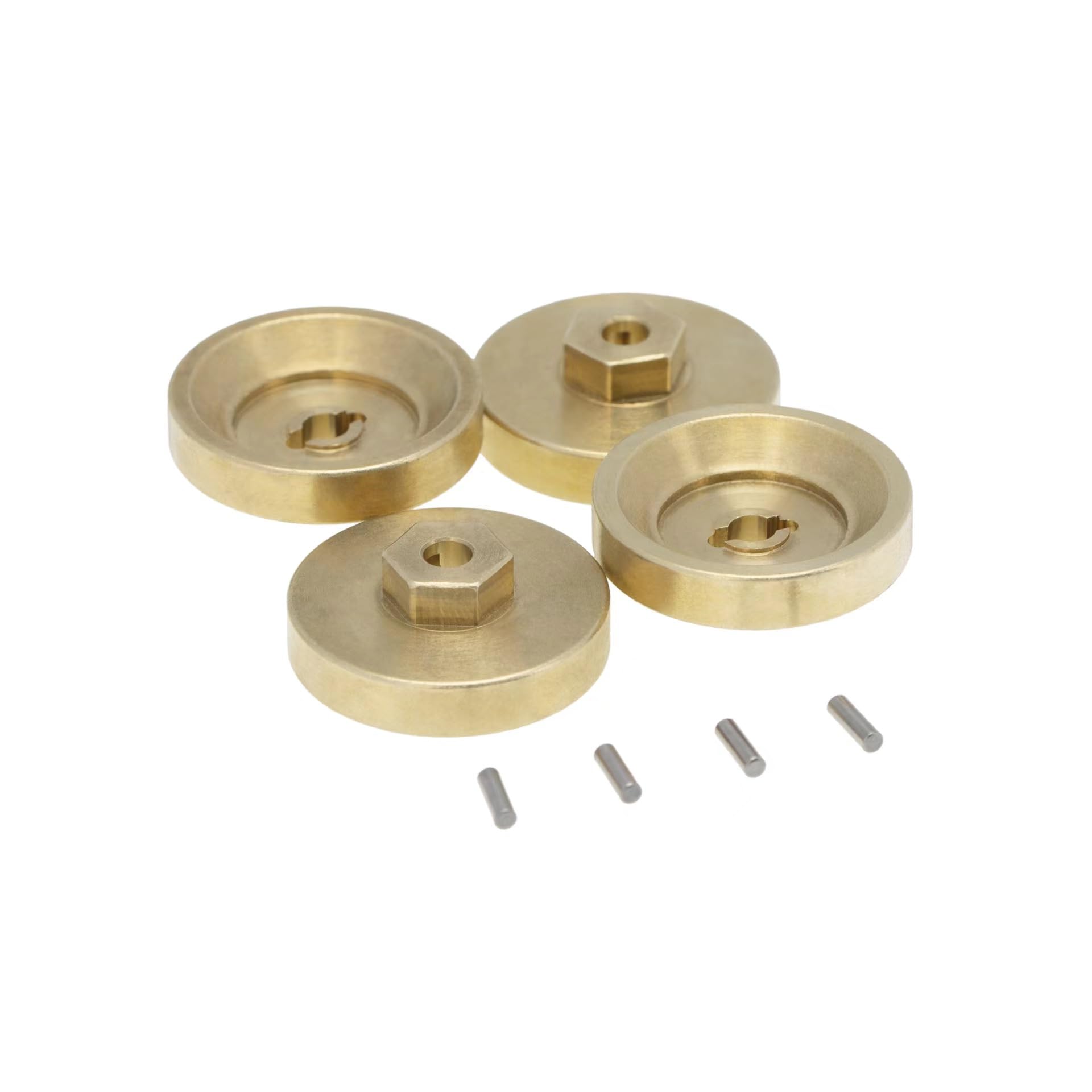 COOWOO Brass Wheel Weight Hex Hub Adapters Upgrade Parts for 1/24 SCX24 RC Crawler Cars (Set of 4) - Precision CNC Machined, Enhanced Stability, Traction, and Durability