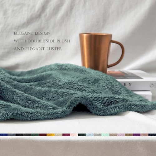 Image of Exclusivo Mezcla Plush Fuzzy Fleece Bed Blanket Twin Size, Super Soft, Fluffy and Warm Blankets for Couch, Bed, All Season (Celadon, 90x66 inches)