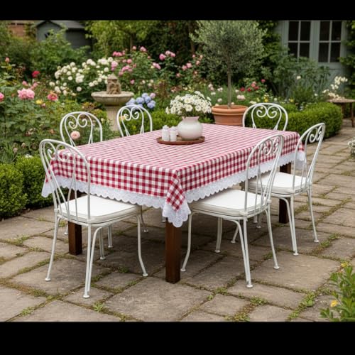 Image of RRC Cotton Dining Table Cover 60 x 90 Inch for 6 Seater, Rectangular Printed Table Cloth with Tassels, Pack of 1 Washable Centre Table Cover, Durable & Fade Resistant