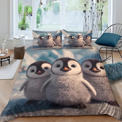 Housse de couette poussins de pingouins lit simple 140x200 - 4