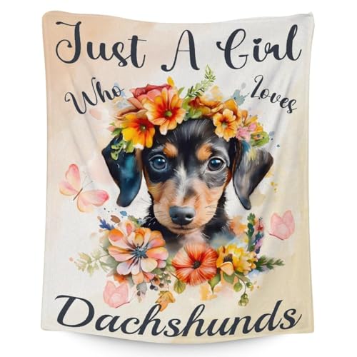 Dachshund Throw Blanket for Dachshund Lovers - 30x40 Inches Lap Size - Soft Fluffy Cozy Blankets Gift - Colorful Cute Blanket Throws for Couch, Work