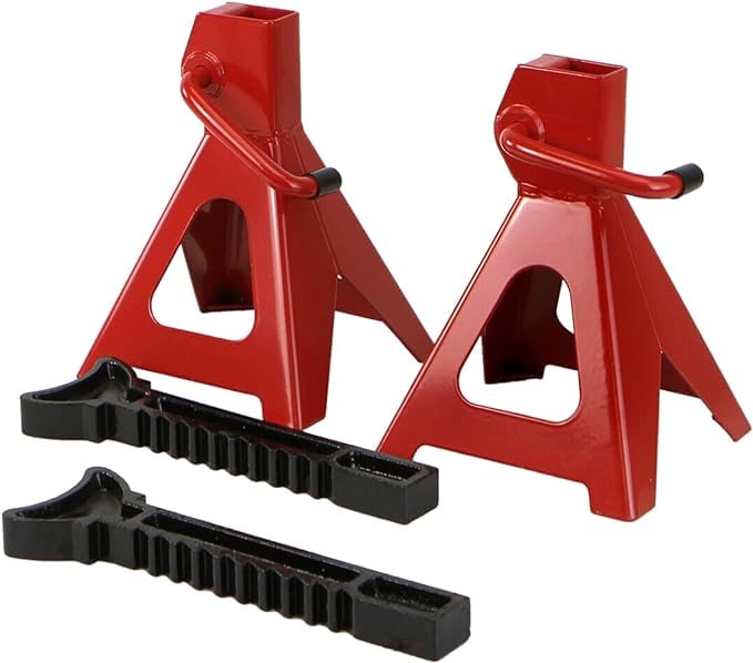 Coppia Cavalletti da 6 Tonnellate per Auto Camper Moto Crick Solleva Auto Cavalletti di Sostegno per Officina Garage Portata 6 TON Regolabile da 370 a 610mm