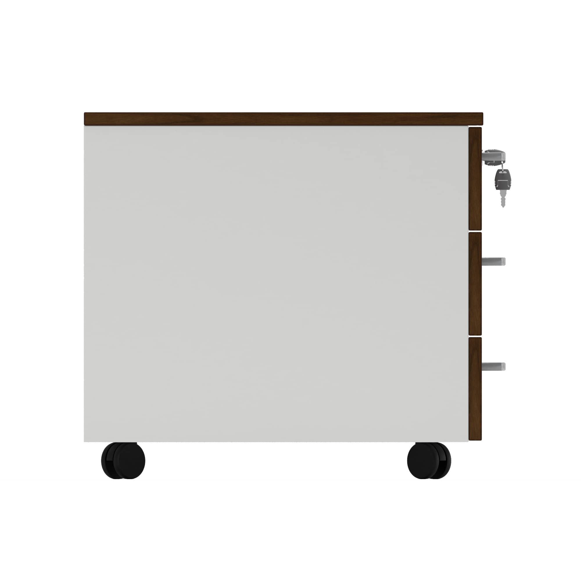 One Living Cassettiera da Ufficio con Rotelle, Tre Ampi Cassetti - Montaggio Facile - Elegante e Pratica Soluzione per Organizzare il Tuo Spazio di Lavoro (Noce Scuro, L 42 x P 56 x H 51 cm)