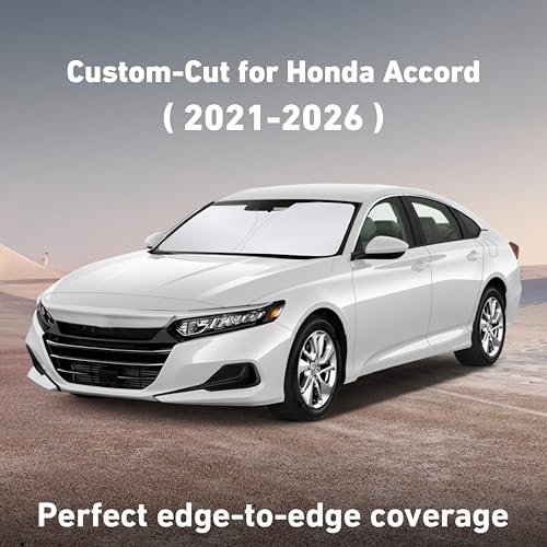 Image of EcoNour Windshield Sunshade Compatible for Honda Accord 2018-2020 2021 2022, Sun Visor for Front Windshield & Window Sun Shade Cover, UV Heat Blocker & Protector, Car Accessories