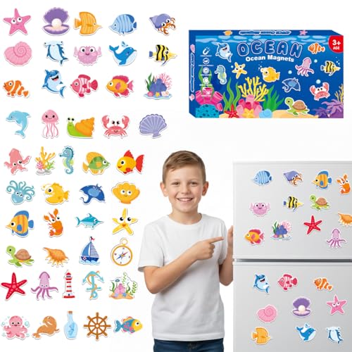 Image of PATPAT 48Pcs Cartoon Ocean Animal-Themed Fridge Magnets Refrigerator Stylish, Cute Sea Creature Decorative Magnets for Refrigerator, Whiteboard & Classroom Decor, Fun DIY Educational Gift Choice