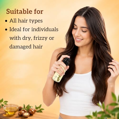 Image of inatur Argan Oil Hair Serum | Frizz Control & Deep Nourishment | Smoothens, Strengthens & Adds Shine | Lightweight, Non-Greasy Formula for Soft, Silky & Tangle-Free Hair | All Hair Types | 50ml