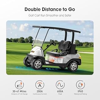 TEMGO 36V (38.4V) 100Ah LiFePO4 Lithium Golf Cart Battery, Complete Upgrade Kit with Charger, LCD Display & App, Built-in 200A BMS, Max 7.68kW Power Output (36V 100Ah)