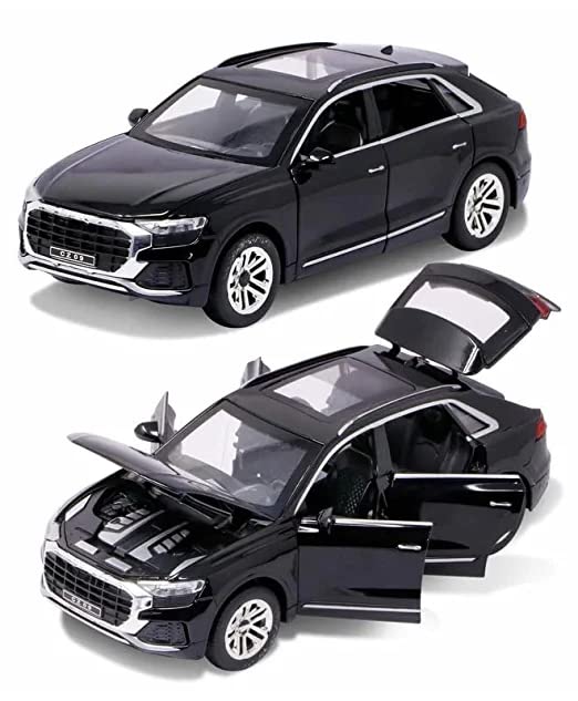 Image of DEOXY 1:32 Scale Die-Cast Audi Q8 Metal Pullback Car Toy With 6 Openable Doors, Lights, And Sounds For Boys Gift,Black