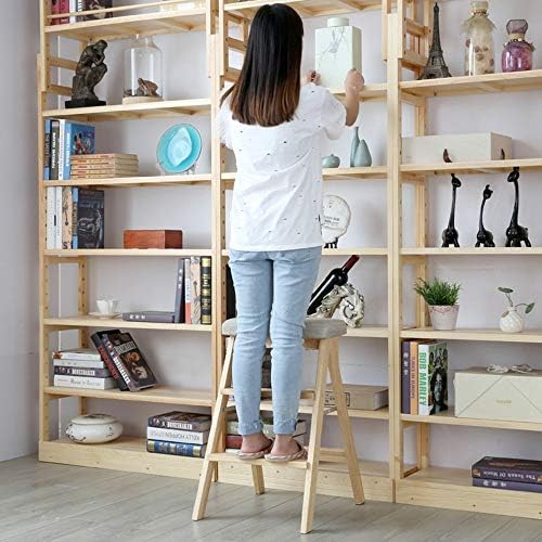 Folding Solid Wood Barstool Ladder Chair - 3-Step Multifunctional Stool for Kitchen, Office, Pub, Café - Green Portable Step Stool for Easy Access and Storage