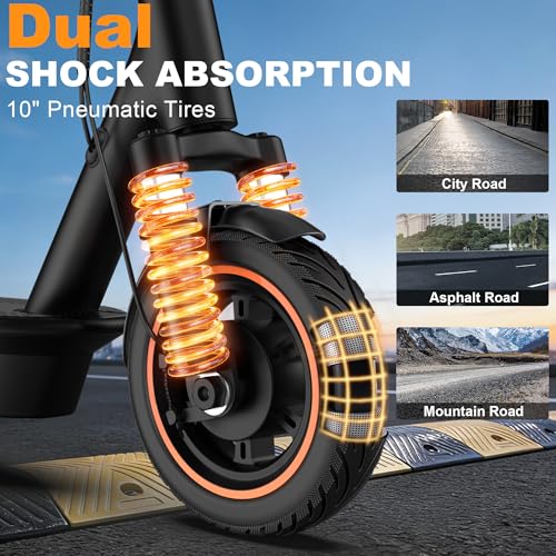 Image of Electric Scooter, 350W / 500W Motor, 19 MPH to 22MPH, 21 to 40 Miles Range, Dual Suspension, Dual Braking, App Control, Foldable Commuter E Scooter for Adults and Teens