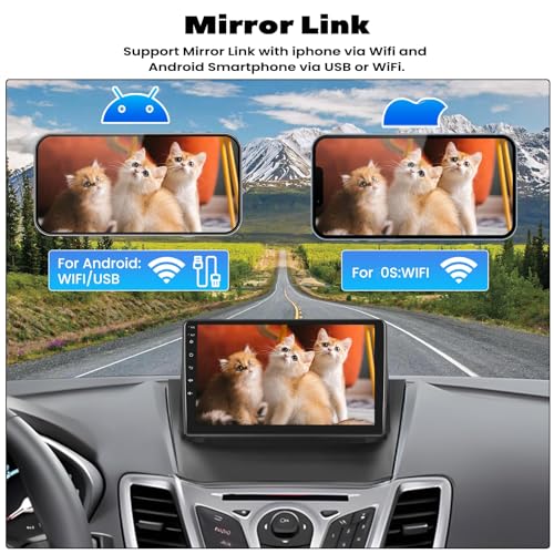 Radio de coche Android 13 para Ford Fiesta 2009-2014 con pantalla de 9 pulgadas y GPS 7
