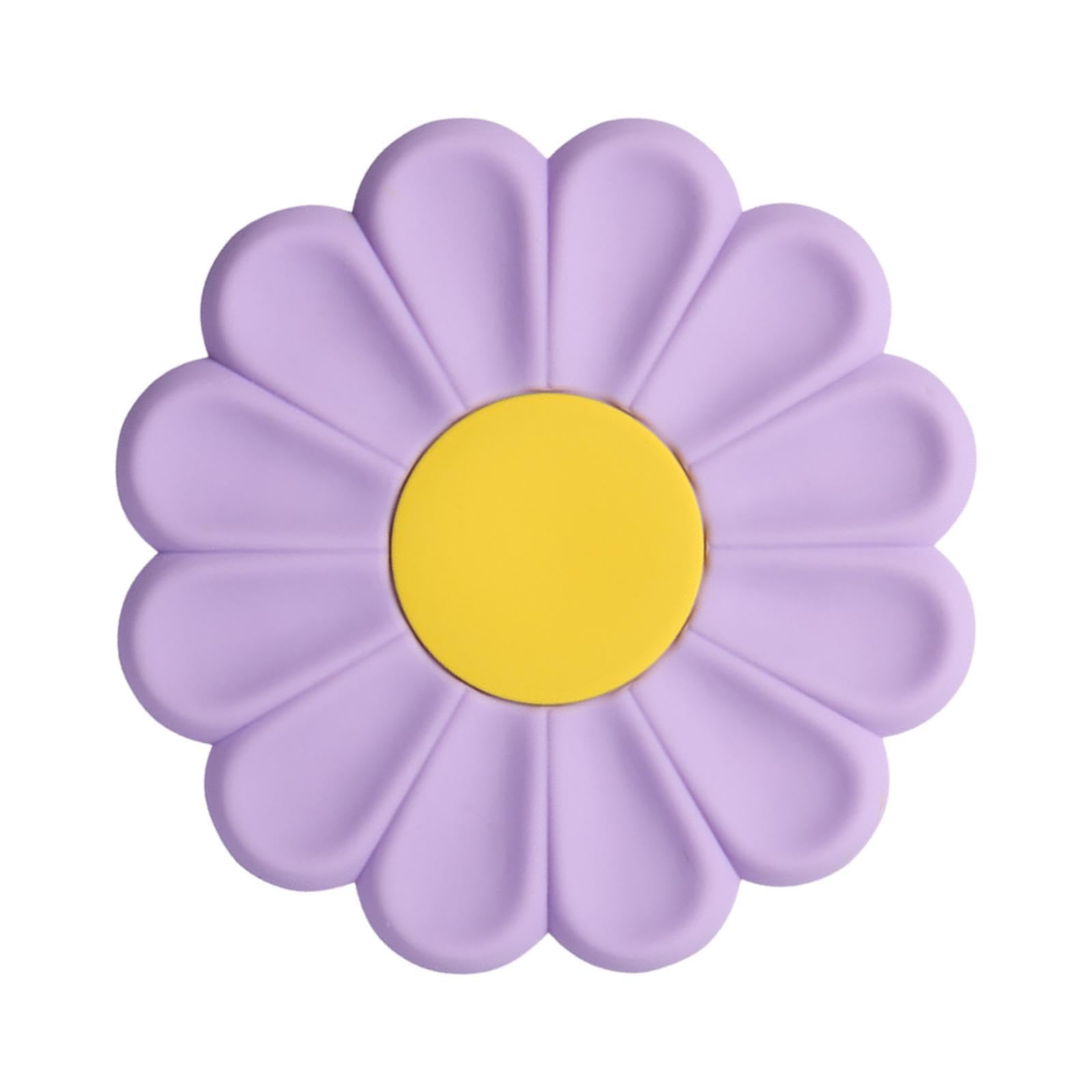 PIXZCSA Non Slip Coasters Heat Insulation Drink Cup Mat Features Impressive Flower Enhancement To Dining Space Heat Resistant Table Mat Placemat Food Covers, Violets, 17x17x0.745cm