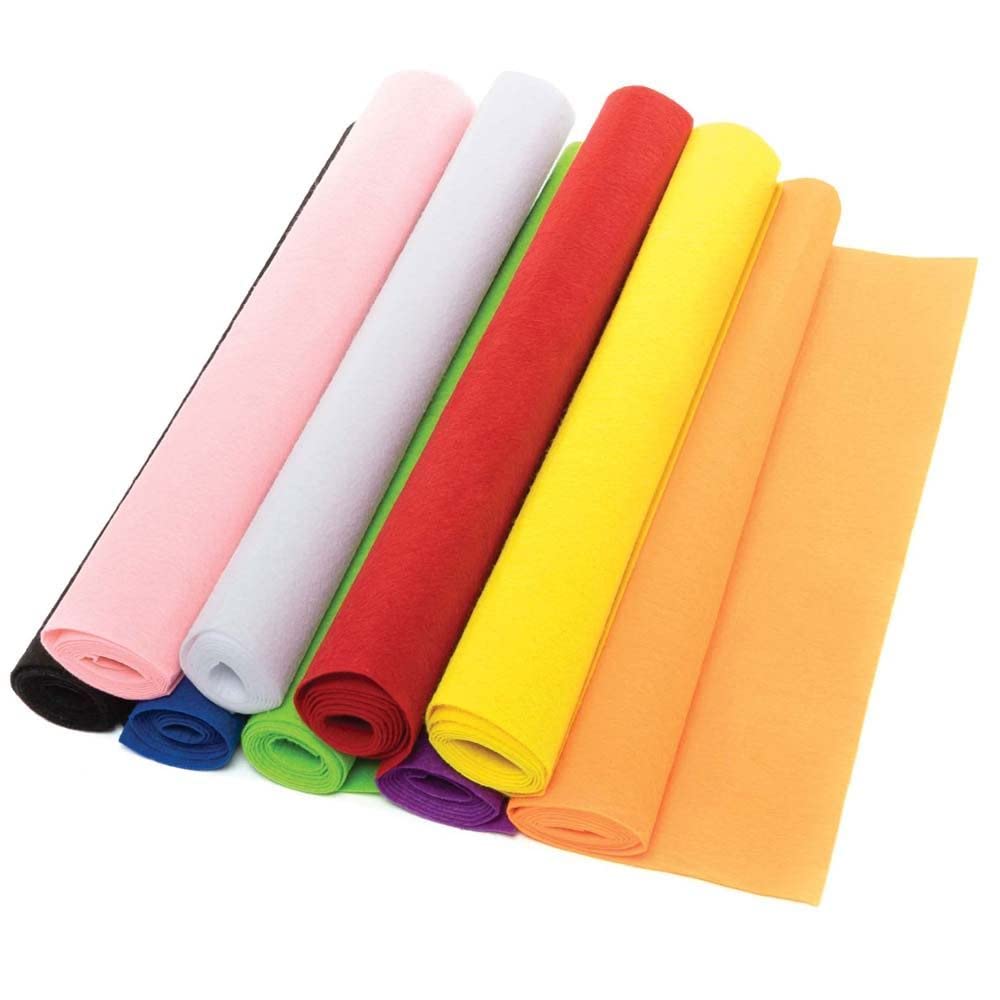 Baker Ross FE822 Felt Rolls Bumper Value Pack - Pack of 10, Craft Supplies for Children, Felt Sheets for Arts and Crafts for Kids, Black