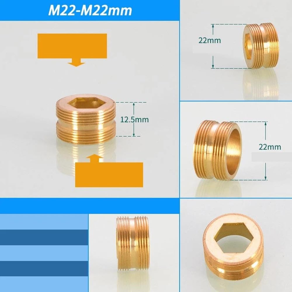 Connettore aeratore per rubinetto in ottone da M20 M22 M24 a 1/2" 3/4" - Filettatura fine/grossa maschio e femmina | Risparmio rubinetto cucina