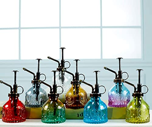 Hniuyun Glass Plant Mister Spray Bottle, 6.4 All Vintage Plant Spritzer Watering Can, Bronze Plastic Top Pump, Plant Mister Glass Watering Garden Tool (Yellow Green Gradient) #TOP6