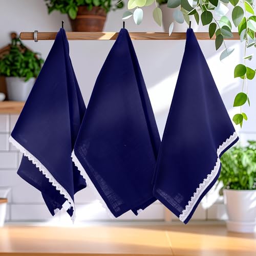 Image of FINGERCRAFT Kitchen Cloth 100% Soft High GSM Cotton Fabric Kitchen Towel, 20 x 30 Inches Perfect Size for Kitchen Uses, Set of 6, Multipurpose Use as Dish Towel, Bar Towel (Navy)
