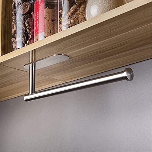 BACASIN Kitchen Roll Holder Wall Mounted Free Standing SUS 304 Self Adhesive Stainless Steel Towel Rail Home Kitchen Roll Holder Under Cabinet Paper Towel Holders Kitchen Roll Dispenser