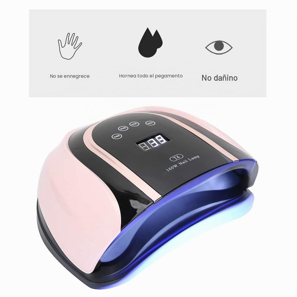 YUYTE Lampara de Uñas, Secador de Uñas Lámpara LED UV, 160w 54 Cuentas de Lámpara Máquina Secado Uñas Manicura Luz Curado Gel Uñas Secado Rápido Luz para Manicura Pedicure Hogar y el Salón