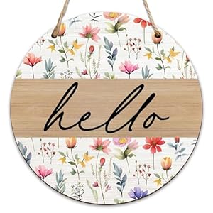 Hello Spring Wooden Sign For Front Door, Wild Flowers Welcome Home Decor Sign, Outdoor Hanging Signs For Housewarming Gifts, Rustic Decor For Farmhouse Front Porch Outside Garden Yard -13 Hello Spring Wooden Sign For Front Door Wild Flowers Welcome Home Decor Sign Outdoor Hanging Signs For Housewarming Gifts Rustic Decor For Farmhouse Front Porch Outside Garden Yard 13