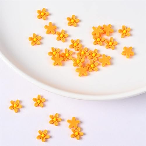 Czsycdsf 100 mini flores de resina de 0.28 pulgadas (0.276 in), botones de flores de espalda plana 3D, adornos de flores de resina para