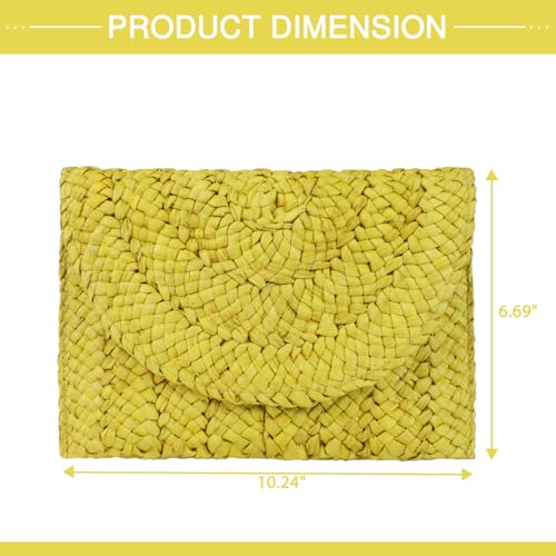 Image of Straw Clutch Bag for Women Envelope Woven Clutch Handbag Summer Beach Purse