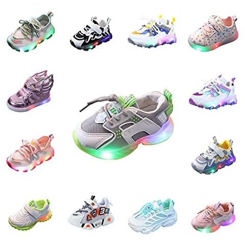 Gymnastikschuhe Jungen Mädchen LED Turnschuhe Baby Leuchtschuhe Mesh Kinder Schuhe Klettverschluss Sneaker Rutschfest Sportschuhe Outdoor Atmungsaktive Kinderschuhe Cover