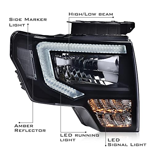 Image of PIT66 LED DRL Headlights Assembly Fit 2009-2014 Ford F150 faros delanteros
