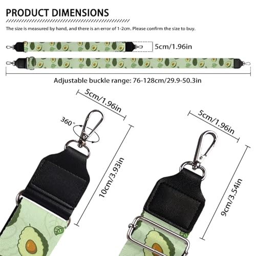 Image of GLENLCWE Adjustable Replacement Belt Avocado Print Wide Shoulder Strap Guitar Style Crossbody Bag Handbag Strap Canvas Straps