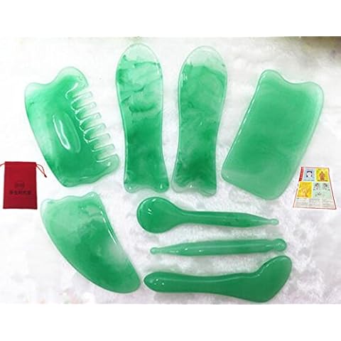 Glield 8pcs Gua Sha Scraping Massage Tool for Acupuncture Therapy Trigger Point Treatment on Face Arm Back Eyes GB01 Cover