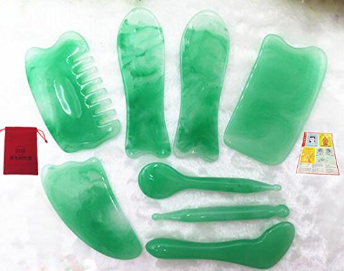 Glield 8-teiliges Gua Sha Schaber-Werkzeug für Massage, Akupunkturtherapie und Druckpunkt-Behandlung im Gesicht, auf Armen, Rücken, Augen, GB01 Cover