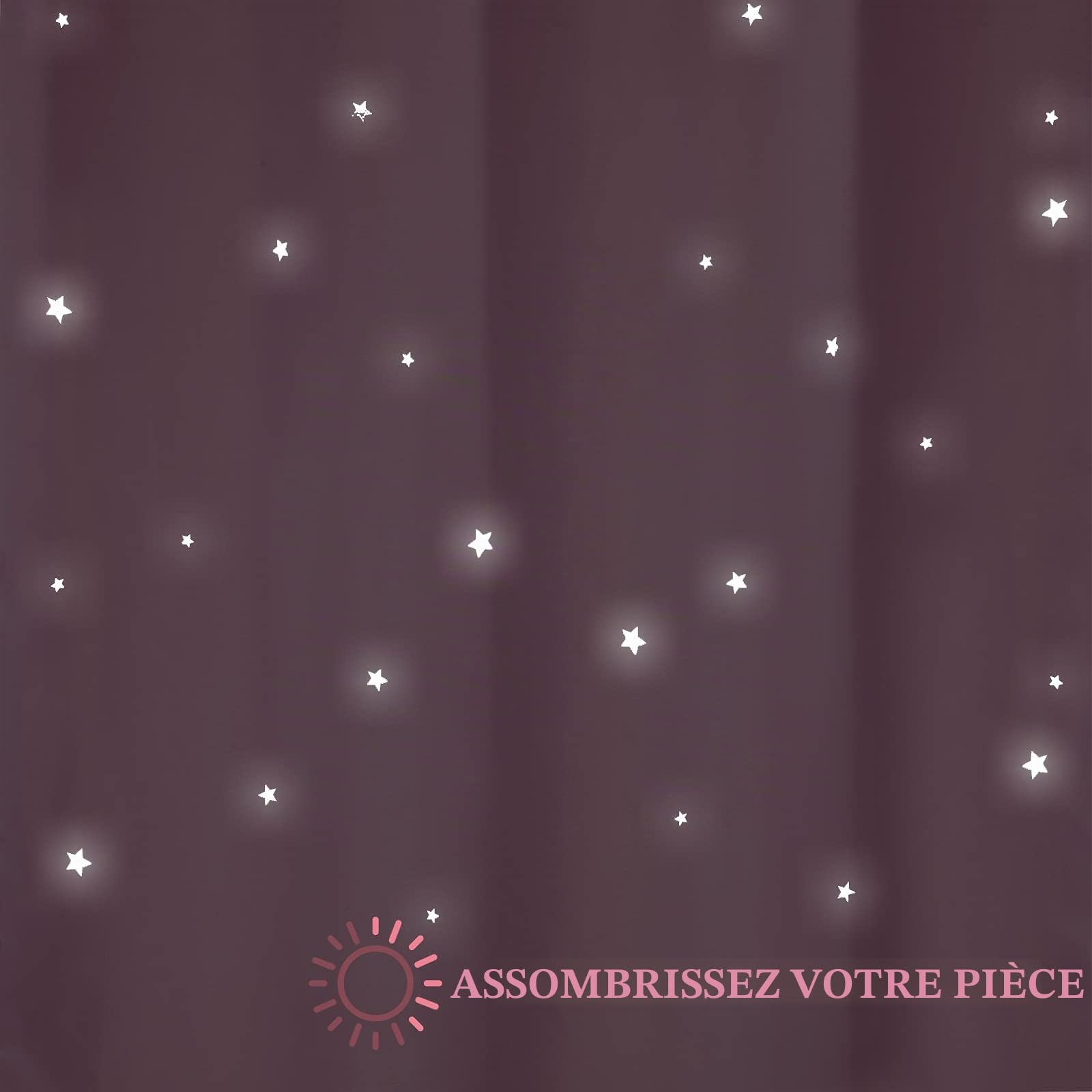VORCOOL Rideau Occultant de Motif Étoiles Creuses avec Double Gaze pour Salon Chambre (Rose)