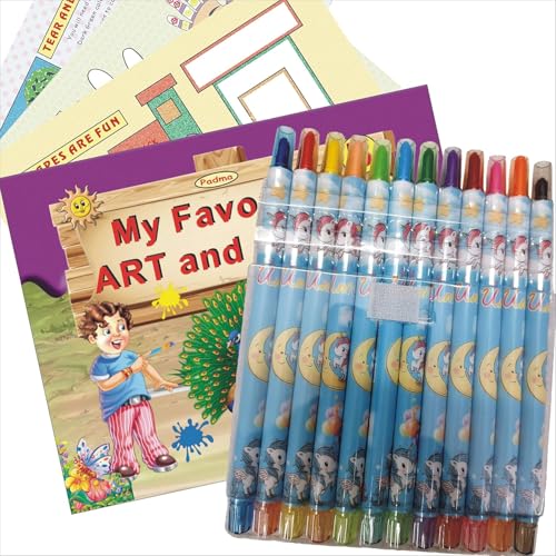 Livre de coloriage pour fille et garçon avec lot de 12 bâtons à rouler et crayons